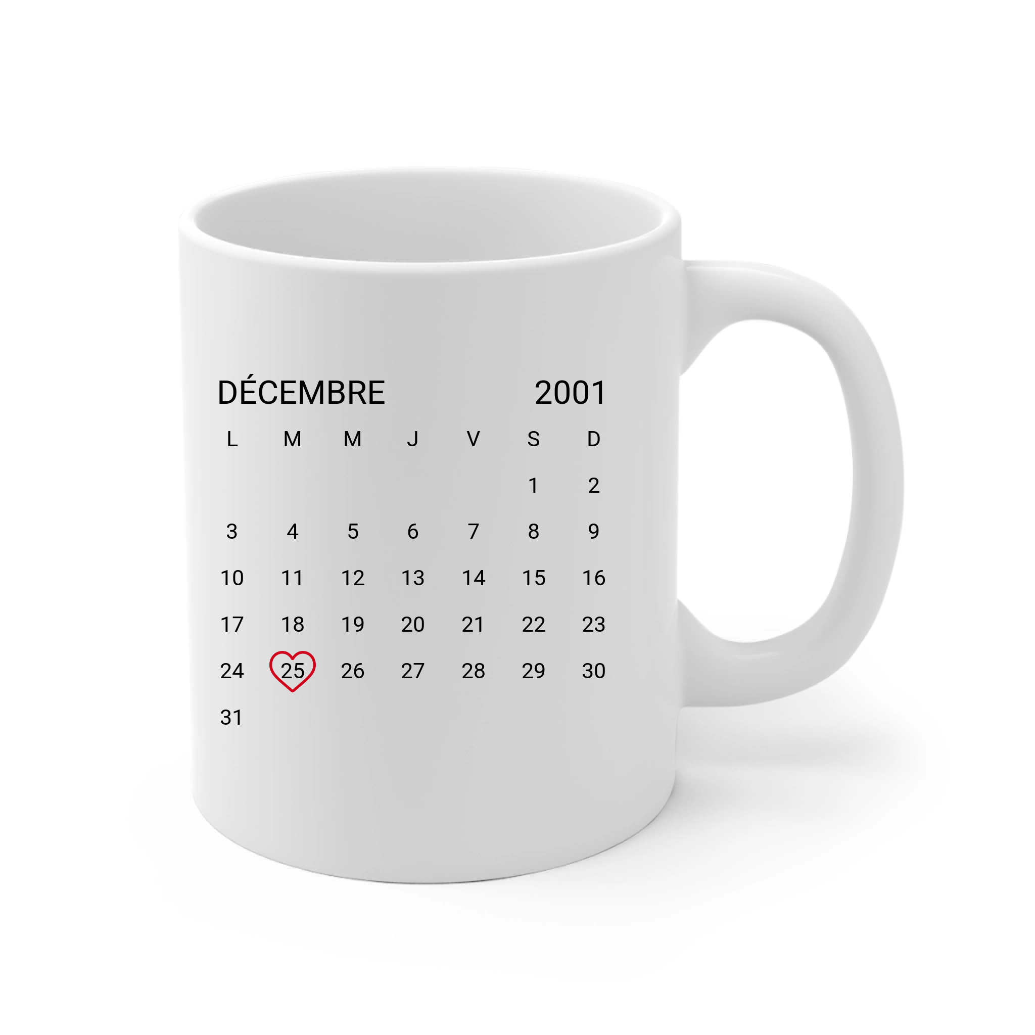 Mug Personnalisé avec Date & Photo en Cœur