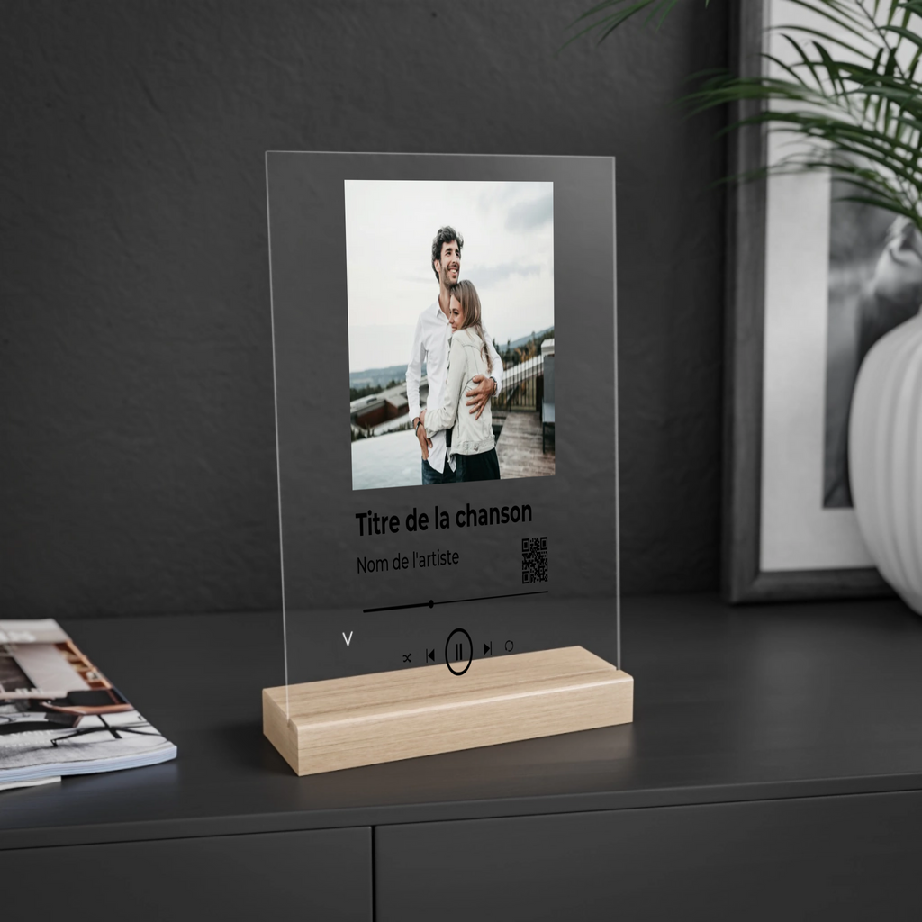 Plaque Acrylique Personnalisable – Photo & Chanson